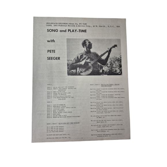 PETE SEEGER LP SONG AND PLAY TIME ( WITH LYRICS ) - Picture 3 of 4